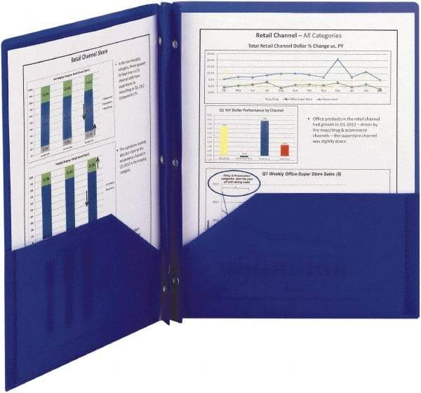 SMEAD - 8-1/2 x 11", Letter Size, Blue, Pocket Folders - Exact Tool & Supply
