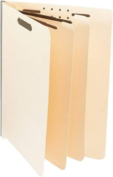 UNIVERSAL - 8-1/2 x 11", Letter Size, Manila, Classification Folders with End Tab Fastener - 18 Point Stock, Straight Tab Cut Location - Exact Tool & Supply