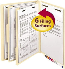 SMEAD - 8-1/2 x 11", Letter Size, Manila, Classification Folders with End Tab Fastener - 18 Point Stock, Straight Tab Cut Location - Exact Tool & Supply