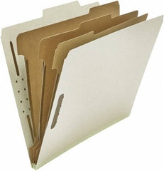 UNIVERSAL - 8-1/2 x 11", Letter Size, Gray, Classification Folders with Top Tab Fastener - 25 Point Stock, Right of Center Tab Cut Location - Exact Tool & Supply