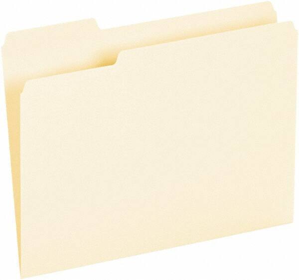 UNIVERSAL - 8-1/2 x 11", Letter Size, Manila, File Folders with Top Tab - Assorted Tab Cut Location - Exact Tool & Supply