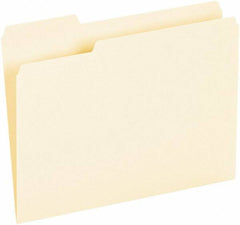 UNIVERSAL - 8-1/2 x 11", Letter Size, Manila, File Folders with Top Tab - Assorted Tab Cut Location - Exact Tool & Supply