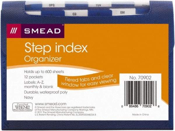 SMEAD - 8-1/2 x 11", Letter Size, Navy, Index Folder - 1/6 Tab Cut Location - Exact Tool & Supply