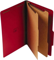 UNIVERSAL - 9-1/2 x 14-1/2", Legal, Ruby Red, Classification Folders with Top Tab Fastener - 25 Point Stock, Right of Center Tab Cut Location - Exact Tool & Supply