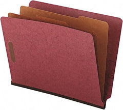UNIVERSAL - 8-1/2 x 11", Letter Size, Red, Classification Folders with End Tab Fastener - 25 Point Stock, Straight Tab Cut Location - Exact Tool & Supply