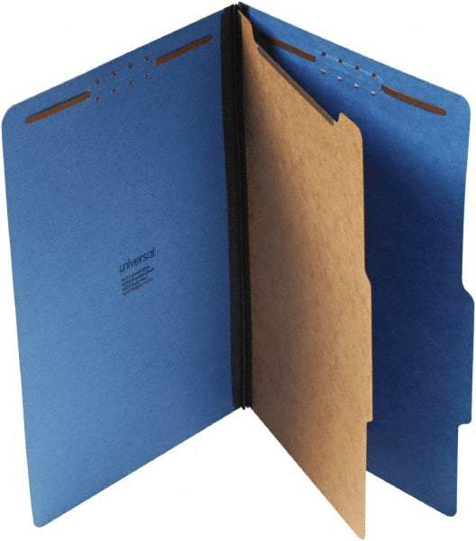 UNIVERSAL - 9-1/2 x 14-1/2", Legal, Cobalt Blue, Classification Folders with Top Tab Fastener - 25 Point Stock, Right of Center Tab Cut Location - Exact Tool & Supply