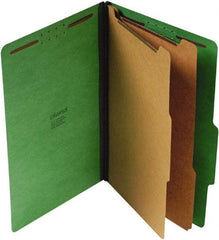 UNIVERSAL - 9-1/2 x 14-1/2", Legal, Emerald Green, Classification Folders with Top Tab Fastener - 25 Point Stock, Right of Center Tab Cut Location - Exact Tool & Supply