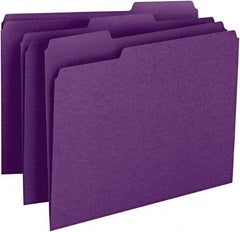 SMEAD - 8-1/2 x 11", Letter Size, Purple, File Folders with Top Tab - 11 Point Stock, Assorted Tab Cut Location - Exact Tool & Supply