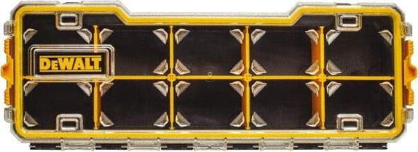 DeWALT - 6-1/2" Wide x 2-7/8" High x 17-3/8" Deep, Small Parts Compartment Box - Plastic Frame, 10 Compartments, 2-7/8" High Bin - Exact Tool & Supply