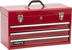 Proto - 1 Compartment 3 Drawer Tool Box - 20-3/16" Wide x 8-3/4" Deep x 11-3/4" High, Steel, Safety Red - Exact Tool & Supply