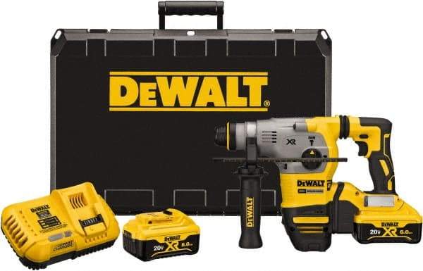 DeWALT - 20 Volt 1-1/8" SDS Plus Chuck Cordless Rotary Hammer - 0 to 4,480 BPM, 0 to 1,500 RPM, Reversible - Exact Tool & Supply