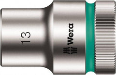 Wera - 1/2" Drive, Standard Hand Socket - 6 Points, Chrome Vanadium, Chrome Finish - Exact Tool & Supply