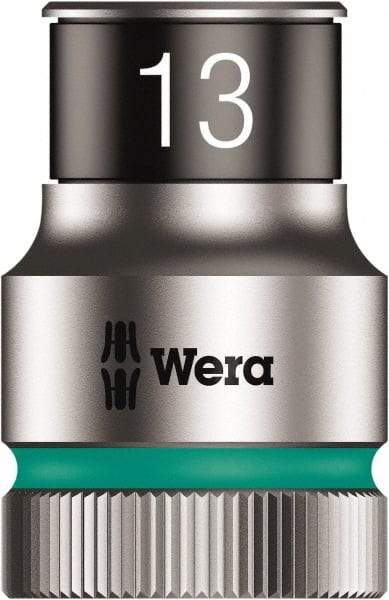Wera - 10 Piece 1/2" Drive Thin Wall Standard Socket Set - 6 Points, 10 to 19mm, Metric Measurement Standard - Exact Tool & Supply