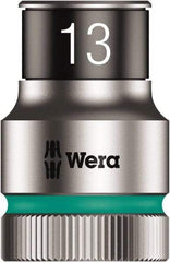 Wera - 10 Piece 1/2" Drive Thin Wall Standard Socket Set - 6 Points, 10 to 19mm, Metric Measurement Standard - Exact Tool & Supply