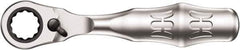 Wera - 1/4" Splined Drive Pear Head Mini-Ratchet Drive - Chrome Vanadium Finish, 4" OAL, 60 Gear Teeth, Forged Grip Handle - Exact Tool & Supply