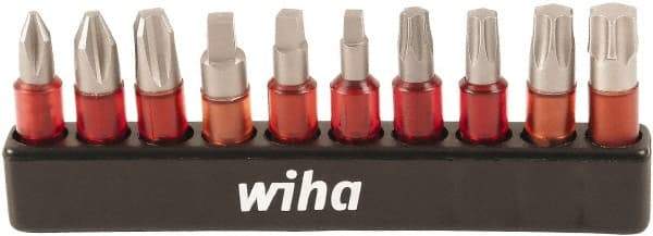Wiha - Bit Set - #1 to #3, 1/4" Drive, Phillips, Square, Torx Point - Exact Tool & Supply