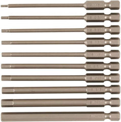 Wiha - 10 Piece, Tamperproof Hex Bit Set - 5/64 to 1/4" Hex, 1/4" Drive, Hex Security Point - Exact Tool & Supply