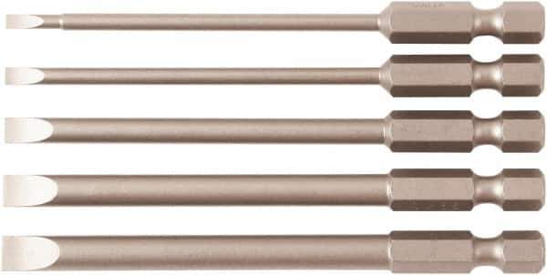 Wiha - 5 Piece, Bit Set - 1/4" Drive, Slotted Point - Exact Tool & Supply