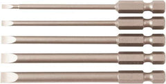 Wiha - 5 Piece, Bit Set - 1/4" Drive, Slotted Point - Exact Tool & Supply
