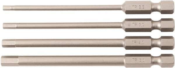 Wiha - 4 Piece, Bit Set - 1/4" Drive, Hex Point - Exact Tool & Supply