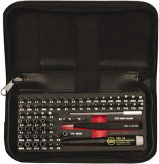 Wiha - 68 Piece, 4mm Drive Screwdriver Micro Bit Set - #000 to #2 Phillips, 0.7 to 4mm Hex, T1 to T20 Torx, 0.8, 1.2, 1.5, 1.8, 2, 2.5, 3, 3.5 & 4mm Slotted - Exact Tool & Supply