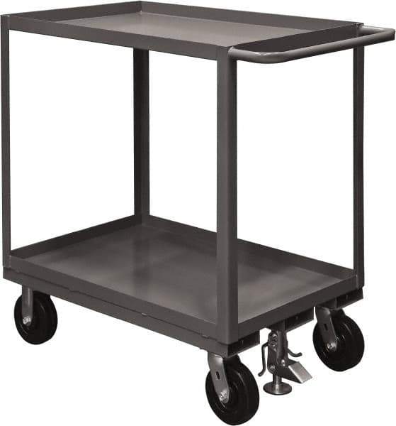 Durham - 2,400 Lb Capacity, 48" Wide x 24" Long x 37-5/8" High Service Cart - 2 Shelf, Steel, 2 Rigid/2 Swivel Casters - Exact Tool & Supply