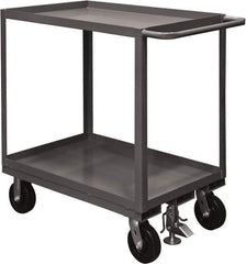 Durham - 2,400 Lb Capacity, 48" Wide x 24" Long x 37-5/8" High Service Cart - 2 Shelf, Steel, 2 Rigid/2 Swivel Casters - Exact Tool & Supply