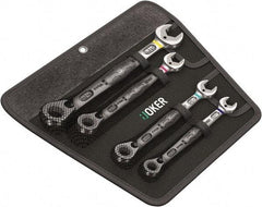 Wera - 4 Piece, 7/16" to 3/4", Combination Wrench Set - Inch Measurement Standard, Chrome Vanadium Finish, Comes in Nylon Pouch - Exact Tool & Supply