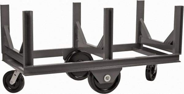 Durham - 4,000 Lb Capacity Steel Bar Cradle Truck - Steel Deck, 60" OAW, Phenolic Casters - Exact Tool & Supply