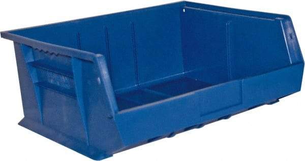 Durham - 14-5/8" Deep, Blue Plastic Hang and Stack Bins - 7" High x 16-3/4" Wide x 14-5/8" Long - Exact Tool & Supply