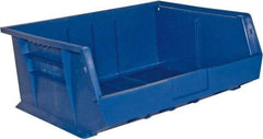Durham - 14-5/8" Deep, Blue Plastic Hang and Stack Bins - 7" High x 16-3/4" Wide x 14-5/8" Long - Exact Tool & Supply