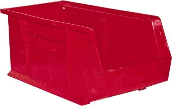 Durham - 14-5/8" Deep, Red Plastic Hang and Stack Bins - 7" High x 8-1/4" Wide x 14-5/8" Long - Exact Tool & Supply