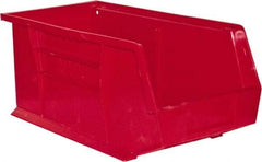 Durham - 14-5/8" Deep, Red Plastic Hang and Stack Bins - 7" High x 8-1/4" Wide x 14-5/8" Long - Exact Tool & Supply