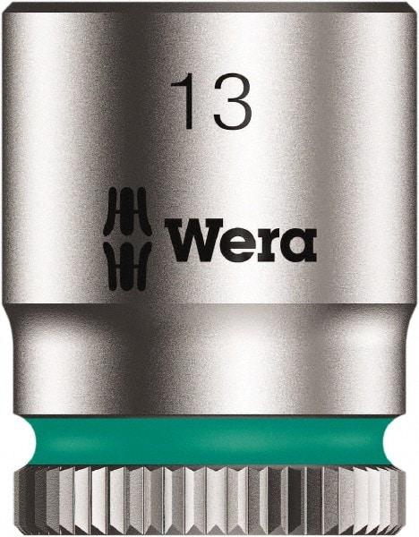 Wera - 1/4" Drive, Shallow Socket - 6 Points, 17/24" OAL - Exact Tool & Supply