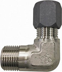 Made in USA - 2" OD, Grade 316Stainless Steel Male Elbow - 2-1/2" Hex, Comp x MPT Ends - Exact Tool & Supply