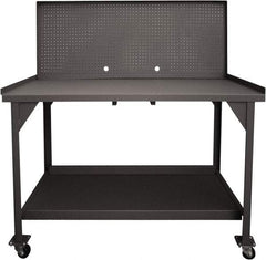 Durham - Pegboard Panel Mobile Work Bench - Steel, Fixed Leg, Gray, 60" Long x 30" Deep x 30-1/4" High - Exact Tool & Supply