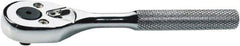 Proto - 1/4" Drive Pear Head Ratchet - Full Polish Chrome Finish, 5" OAL, 90 Gear Teeth, Standard Handle, Reversible Head - Exact Tool & Supply