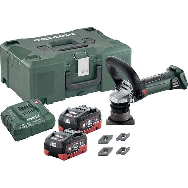 Metabo - 45° Bevel Angle, 5/32" Bevel Capacity, 7,000 RPM, Cordless Beveler - 5.5 Amps, 1/8" Min Workpiece Thickness - Exact Tool & Supply