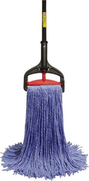 O-Cedar - Blue Deck Mop - 5" Long x 1-1/4" Wide Head, 60" Long Handle, Cotton Blend Head - Exact Tool & Supply