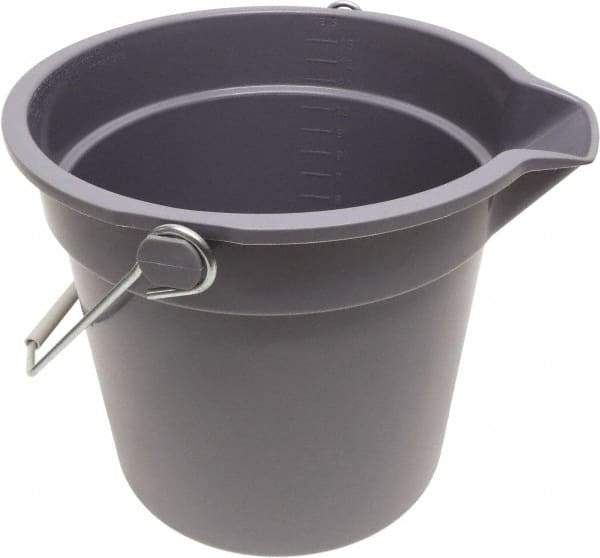 O-Cedar - 14 Qt, 11" High, Plastic Round Gray Single Pail with Pour Spout - Handle Included, 12" Top Diam - Exact Tool & Supply