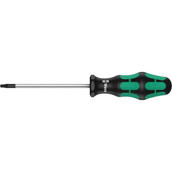 Wera - T8 Tamper Resistant Torx Driver - 2-3/8" Blade Length, 8-17/64" OAL, Ergonomic Handle, Chrome Plated Steel - Exact Tool & Supply