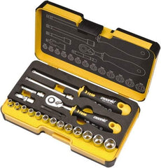 Felo - 19 Piece 1/4" Drive Chrome Finish Socket Set - 6 Points, 1/8" to 9/16" Range, Inch Measurement Standard - Exact Tool & Supply