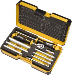 Felo - 10 Piece 1/4" Drive Chrome Finish Socket Set - 6 Points, 5.5mm to 13mm Range, Metric Measurement Standard - Exact Tool & Supply