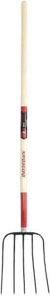Razor-Back - Fork with 48" Straight Hardwood Handle - 9" Blade Width, 5 Tines, 12-1/2" Tine Length - Exact Tool & Supply