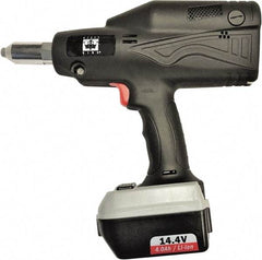 RivetKing - All up to 3/16" Closed End Rivet Capacity , 2,900 Lb Pull Force Cordless Electric Riveter - 5/8" Stroke Length, 14.4 Volt, Mandrel Collection, (1) RK401CR-57 Battery Included - Exact Tool & Supply