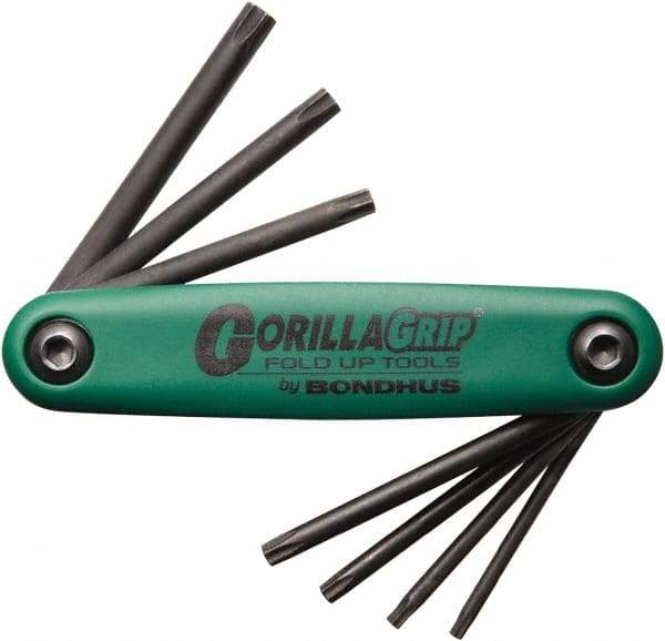 Bondhus - 7 Piece T7 to T25 Fold-Up Torx Key Set - 7, 8, 9, 10, 15, 20, 25 Torx Size - Exact Tool & Supply