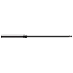 Ball End Mill: 0.02″ Dia, 0.03″ LOC, 3 Flute, Solid Carbide 2-1/2″ OAL, 1/8″ Shank Dia, 30 ° Helix, Amorphous Diamond Coated