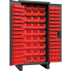 Durham - 132 Bin Storage Cabinet - Steel, 36" Wide x 24" Deep x 78" High, Gray - Exact Tool & Supply