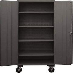 Durham - 4 Shelf Locking Storage Cabinet - Steel, 48" Wide x 24" Deep x 80" High, Gray - Exact Tool & Supply