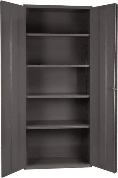 Durham - 4 Shelf Locking Storage Cabinet - Steel, 36" Wide x 24" Deep x 84" High, Gray - Exact Tool & Supply